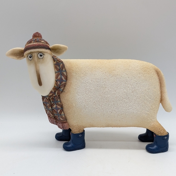 Vintage Enesco Jock Ewe And Me Resin Winter Hat & Scarf Sheep Figure - Picture 1 of 10